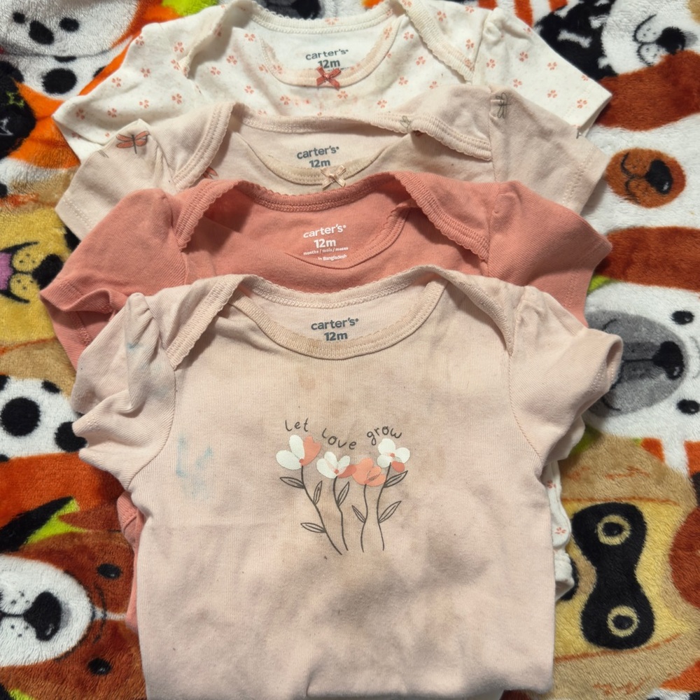 Carter's Floral and Graphic Baby Onesies - Pink and Cream